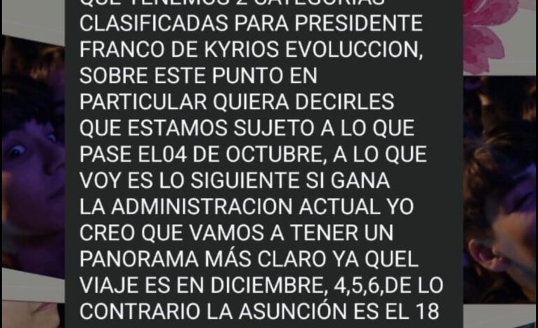 Coordinador de Formativas Municipales condiciona viaje de niños a resultado electoral del 4